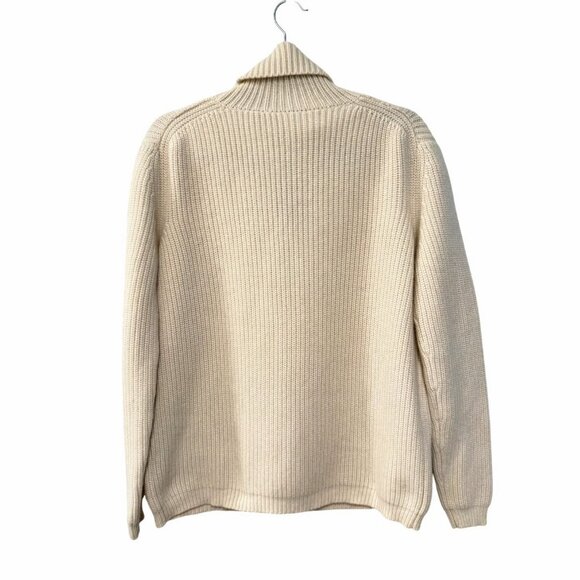 JENNI KAYNE ICONIC 100% CASHMERE FISHERMAN TURTLENECK SWEATER IVORY SZ M - Picture 4 of 6